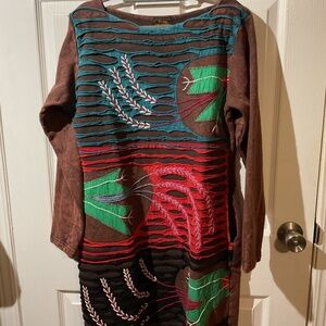 NWOT Long Sleeve Handmade Cotton Nepalese Dress
